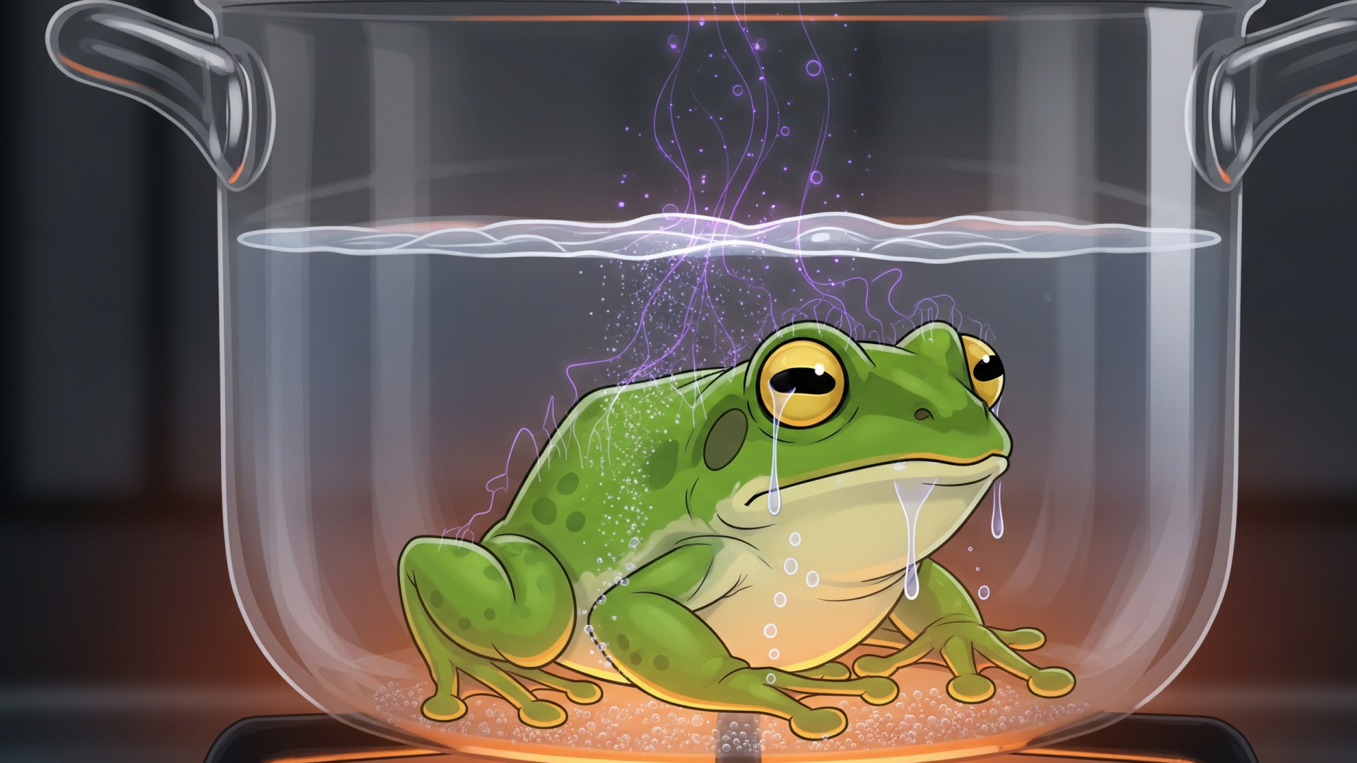 ചുട്ടുതിളക്കുന്ന വെള്ളവും തവളയും